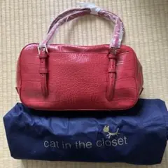 新品　未使用品　キャットインザクローゼット　レッド　ハンドバッグ　型押し