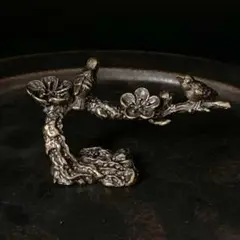 41 真鍮 置物 梅に鶯 ウグイス ウメ ビンテージ 風水 開運 金運 グッズ