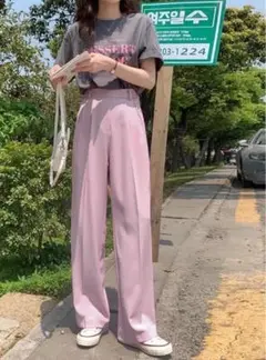 新品タグ付き♡GRL センタープレスストレートワイドパンツ S