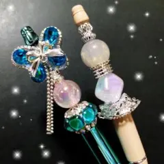 カスタムボールペン　❊キラキラ涼しげなペンとシック系❊　２本セット　バラ売り❎