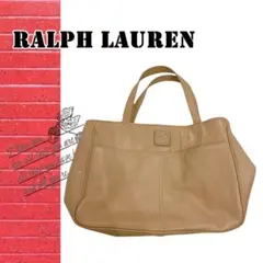 Lauren Ralph Lauren✨ レザー ハンドバック ベージュ ロゴ