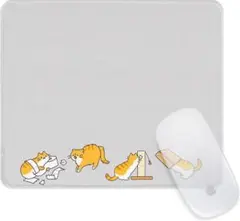 マウスパッド 大きめサイズ 疲労軽減 かわいい ゴム底 ゲーミング 猫 グレー