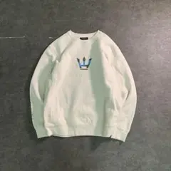 【PELTON】プリント　スウェットプルオーバー 白　古着used 6TAS3