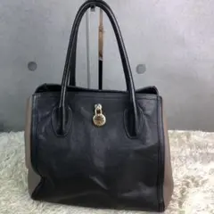 フルラ バイカラー シボ革 トートバッグ 肩掛け ベージュ 黒