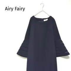 エアリーフェアリー フレアスリーブ ワンピース ネイビー Mサイズ 裏地あり
