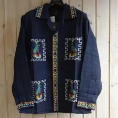 柄シャツ　グアテマラ 民族　刺繍　ネイティブ