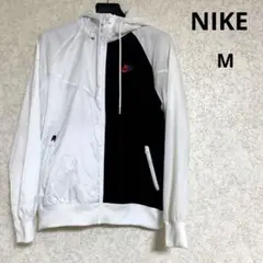 【NIKE】ナイロンジャケット　パーカー　バイカラー　筆記体ロゴ　刺繍ロゴ