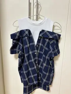 SUE チェック柄ドッキングシャツ　160センチ