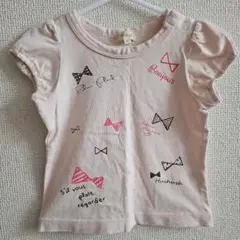 HusHusH リボン柄 フリル袖 Tシャツ 90cm