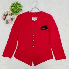 【ジュンアシダ】 ジャケット レトロ バブリー 金ボタン ノーカラー パワショル