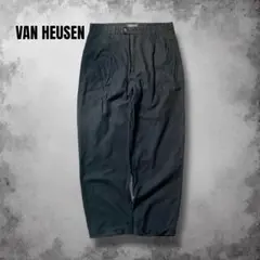 VANHEUSEN ツータック リネンパンツ ワイドレッグ チノ USA