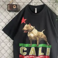 メキシコ製 ピットブル Tシャツ ドッグ 犬 デカプリント 黒 L