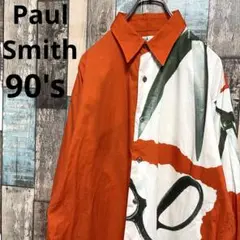 90s ポールスミス Paul Smith 長袖シャツ シザーズ ハサミ フォト