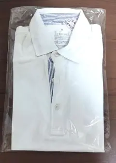 【中古】無印良品 ホワイト コットン ポロシャツ（Mサイズ）
