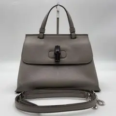 【鑑定済】GUCCI ハンドバッグ バンブー デイリー 2way グレージュ