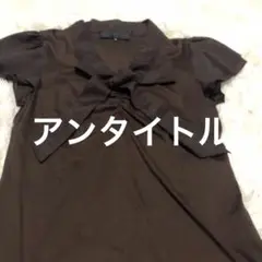 アンタイトル　ボウタイブラウス　袖切り替え　ブラウン　M 上品　可愛い