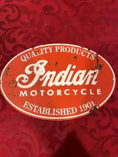 インディアンモーターサイクルデザインのブリキ看板風オブジェ