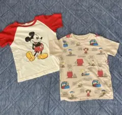 ユニクロ UNIQLO キッズ スヌーピー ミッキーマウス Tシャツ 2枚セット