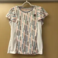 値下げ美品　FILA レディース　 フリル袖 Tシャツ ピンク/ブルー Ｌサイズ