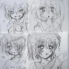手書きイラスト 4枚 落書き