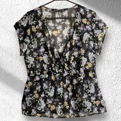 ZARA TRAFALUC 花柄シアートップス Lサイズ