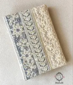 MaEuMインド刺繍リボン文庫本ブックカバー片側調整タイプ【blue3】