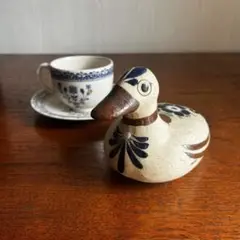 トナラ焼 鳥 メキシコ製 ヴィンテージ 陶器 置物 陶器製アヒル型置物