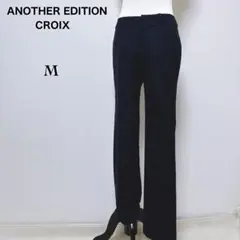 【アナザーエディションクロア】美品 ストライプ ノータック ウール スラックス