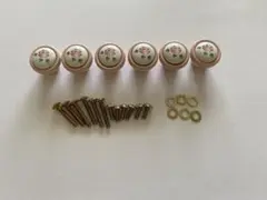 ■manyマニー ローズ 陶器取っ手つまみノブ6個セット 中古