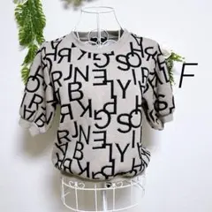 クリックス・ロゴプリント 半袖ニット ベージュ F もこもこ