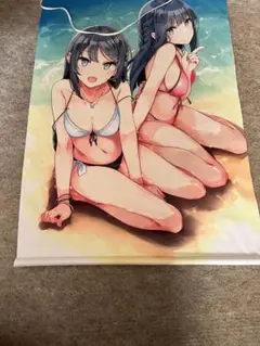 Ntype　溝口ケージ 麻衣先輩＆翔子さん等身大ワイドタペストリー 青ブタ C96 NtyPe 溝口ケージ 青春ブタ野郎 シリーズ 水着麻衣先輩&翔子