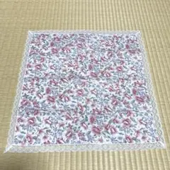 花柄レース仕上げハンカチ