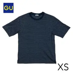 GU ドライポンチクルーネックTシャツ 5分袖 ボーダー XS ブラック　美品