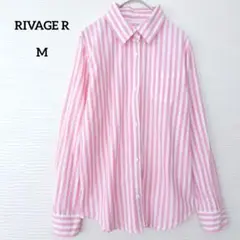 RIVAGE R ストライプ シャツ ピンク✕ホワイト M コットン100％