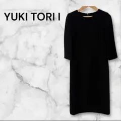 【YUKI TORI I 】フォーマルワンピース　礼服　ブラック　七分袖