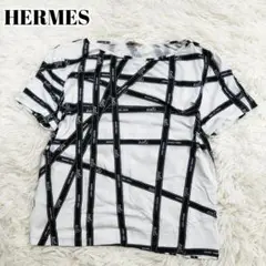 エルメス マルジェラ期 ボルデュックリボン 総柄 Tシャツ 黒 白 SM