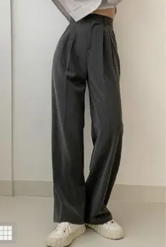 【GRL】タックセンタープレスストレートワイドパンツ[ai36