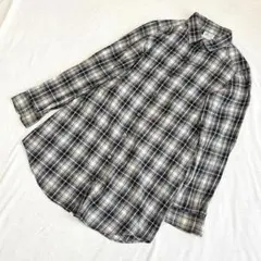 1024【UNIQLO ユニクロ】長袖チェックシャツ　M ラメ　薄地　春夏