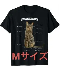 【Mサイズ】キジトラ　猫　かわいい　Tシャツ ブラック