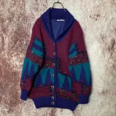 ニットブルゾン レトロカラー 古着 上級者向き ニットジャケット