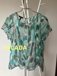 緑とグレーのドット柄 半袖シャツ