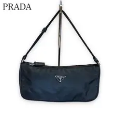 【美品】PRADA プラダ ナイロン 三角プレート アクセサリーポーチ 黒