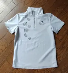 クレージュ　ホワイト 蝶モチーフ ポロシャツ