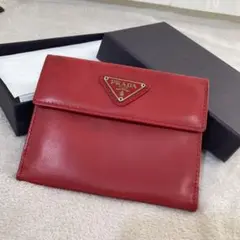 美品 PRADA プラダ レザー 折り財布 コインケース カードケース