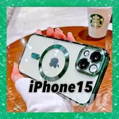iPhone15ケース MagSafe クリア おしゃれ グリーン 推し活 人気