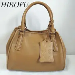 良品 HIROFU ハンドバッグ トートバッグ キャメル ロゴ型押し イタリア製