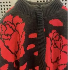 古着　ヴィンテージ　ニット　デザインニット　ジップニット　花柄　レトロ　個性派