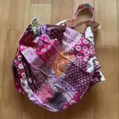 ハンドメイド　パッチワーク グラニーバッグ ピンク系　エコバッグ　バック