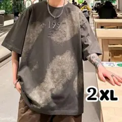 メンズ　オーバーサイズ　ヴィンテージ風　2XL　Tシャツ　グレー　ストリート半袖