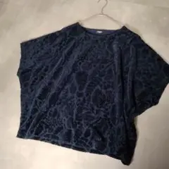 marble SUDマーブルシュッドベロアリーフプルオーバー　ネイビー